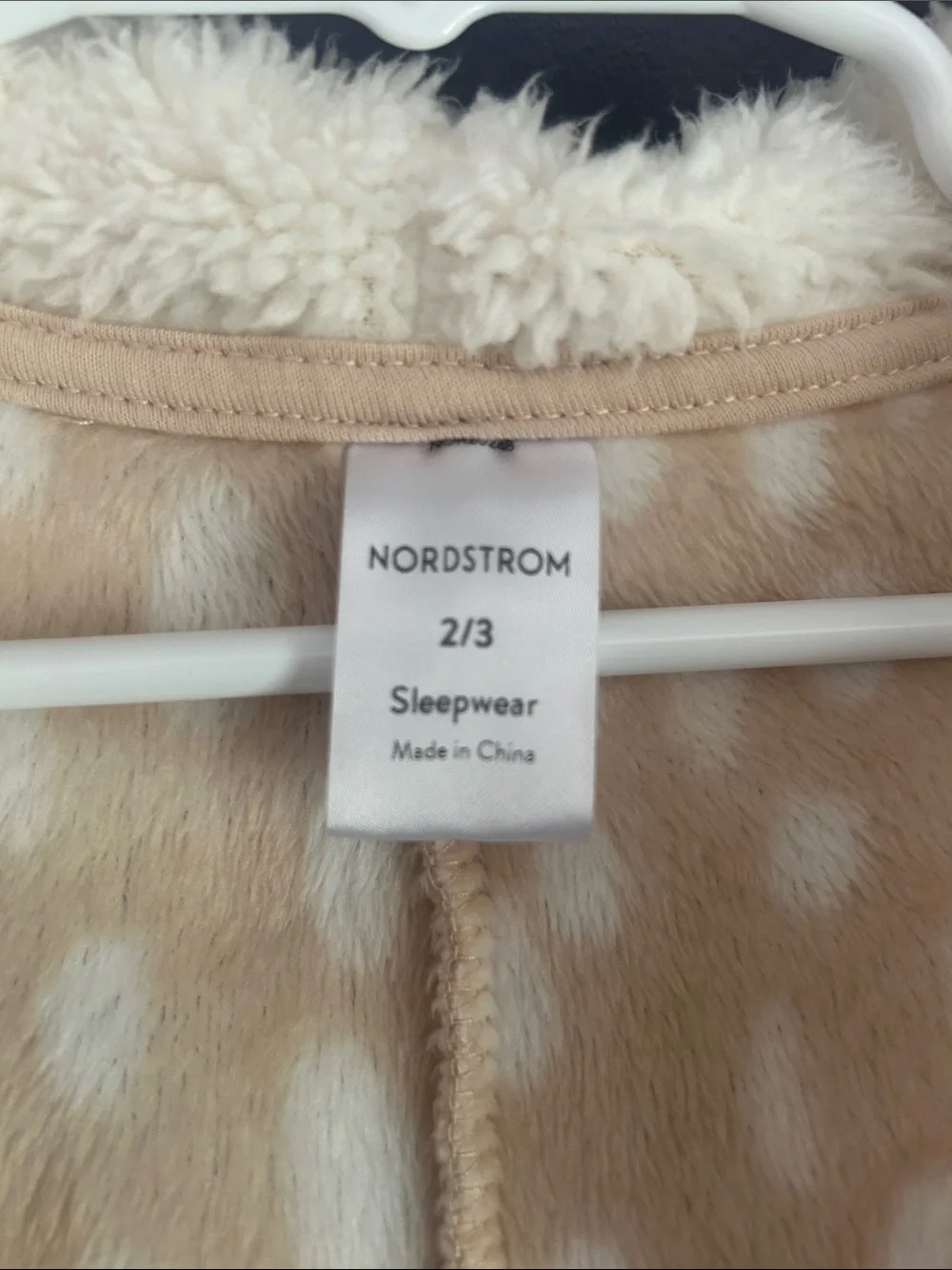 Nordstrom Tan and White Fawn-Print Plush One-Piece Romper